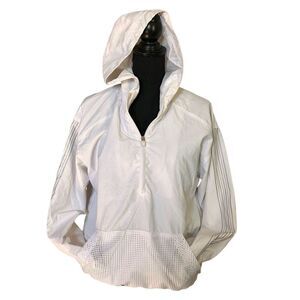 Athletic Collection by 26 International White Hooded 1/4 Zip Front Pocketed Wind
